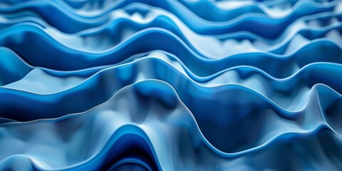 Wall Mural - Abstract wallpaper created from Blue 3D Undulating lines.