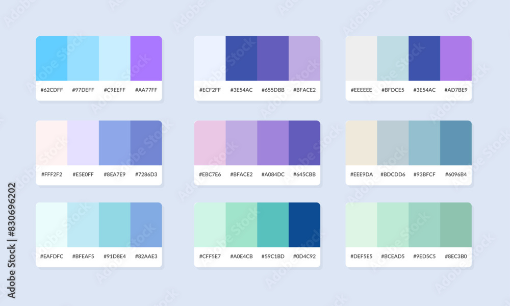 Pantone colour palette catalog samples. Color swatch. Set of abstract ...