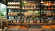 © Olena - Zero waste grocery store where customers bring their own containers to fill with bulk food items and package-free products , concept of reducing waste and conscious consumption and minimal packaging