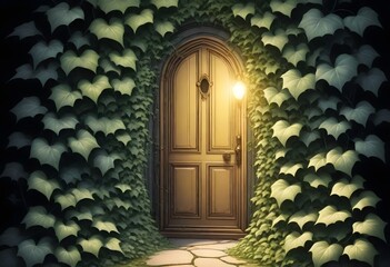 door in wall covered with leaves (46)
