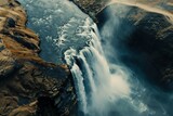 Skogafoss Waterfall Panoramic Aerial View - Icelandic Landmark