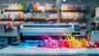© naeem - A printing machine in action,Colored printed paper in a printing factory. offset printing press,