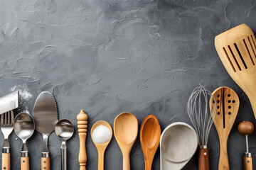 cooking utensils frame background