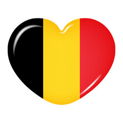 Wall Mural - Heart icon in the colors of the Belgian flag, isolated on a transparent background. Vector illustration