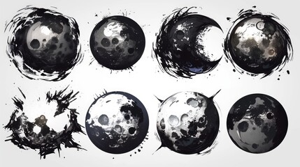 Sticker - 2d concept illustration for design featuring a Moon or Crater Icon set against a crisp white background perfect for incorporating into space themed projects This element adds a touch of scie