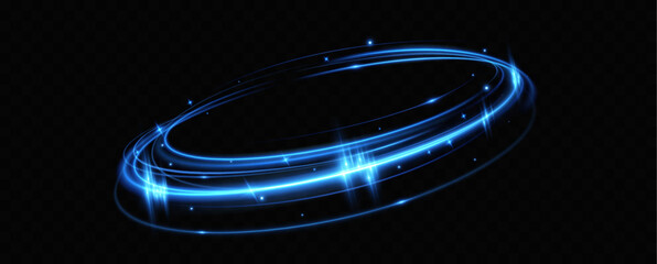 Wall Mural - Blue neon ring. Glowing circle. Glow effect. Round light frame. abstract light lines of movement and speedAbstract light lines of movement and speed. light blue ellipse.