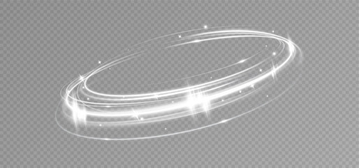 Light white Twirl. Curve light effect of white line. Glowing white spiral. The effect of high-speed abstract lines. Rotating shiny rings.	