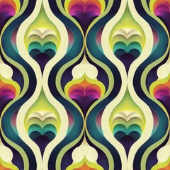 Wall Mural - Colorful Retro Wave Pattern Wallpaper Design