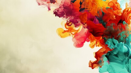 Wall Mural - Vibrant Abstract Color Splashes on Light Background