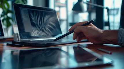 Canvas Print - The hand using a tablet