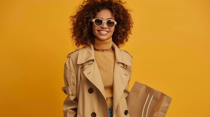 The stylish woman in trench