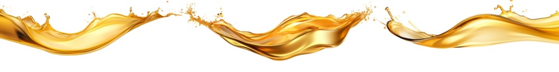 Wall Mural - Collection of golden oil splash isolated on transparent or white background