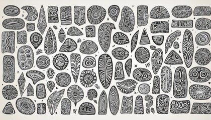 Wall Mural - Abstract african art shapes collection, tribal doodle set