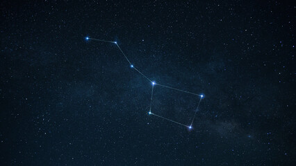 Wall Mural - starry sky with glowing stars and constellation ursa major line. astrology, concept. star horoscope 