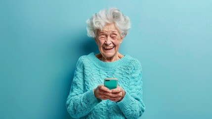 Wall Mural - Elderly Woman Using Smartphone