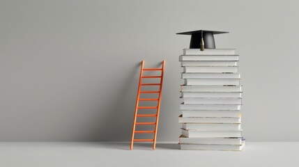 Canvas Print - The ladder and books stack