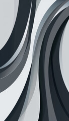 Wall Mural - Abstract metallic silver and black bands create a sleek and smooth background with a modern and futuristic design.