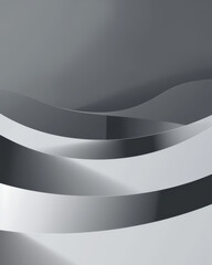 Wall Mural - Abstract metallic silver waves create a sleek and modern background with smooth curves and a futuristic design.