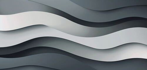 Wall Mural - A sleek abstract design featuring black and silver geometric layers.