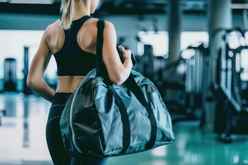 Wall Mural - Teen athlete carrying gym bag for workout