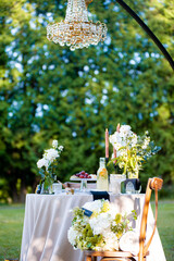 Wall Mural - romantic wedding table setting with flowers