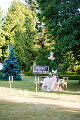 Wall Mural - romantic wedding table setting with flowers