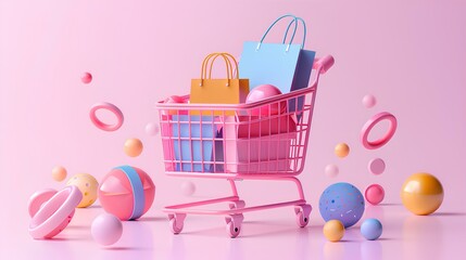 Shopping cart with gifts,Applications buy things online final sale offer details flash sale banner template