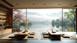 © Ari - Natural green shade dining room of a house resort by lake cherry blossom