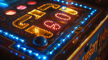 Wall Mural - a blue arcade game with a red button on the side