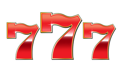 Wall Mural - Casino 777 in colourful red isolated on white or transparent background