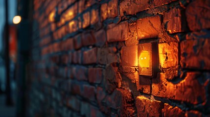 A brick wall with a light on it