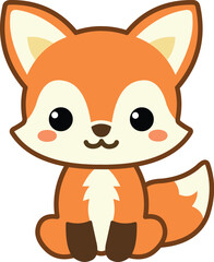 Wall Mural - Cute fox in a kawaii style