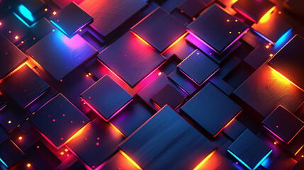 Wall Mural - abstract geometric gradient glowing texture 3d rendering, creative 3d pattern wallpaper illustration