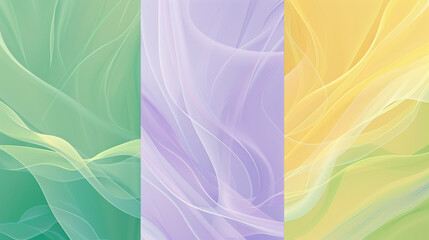 Wall Mural - Spring-colored vector backgrounds in green, lilac, and yellow for a fresh abstract look,