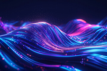 Wall Mural - technology data background glowing particles abstract futuristic and technology digital wave particl
