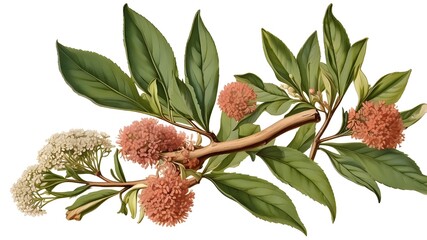 Wall Mural - An antique botanical picture featuring sandalwood isolated on a clear background