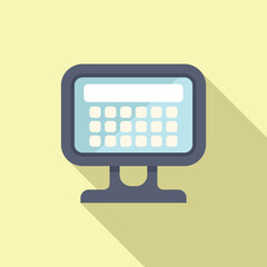 Canvas Print - Cartoonstyle flat design illustration of a desktop computer with a shadow, against a pastel background