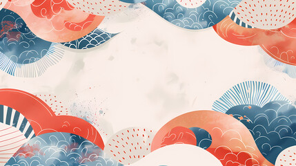 Canvas Print - Background modern in the style of a Japanese paper collage. This pattern can be used as a cover page, template, backdrop, card, poster