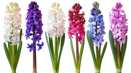 Wall Mural - Isolated hyacinth flower collection on white background for spring and Easter garden decoration