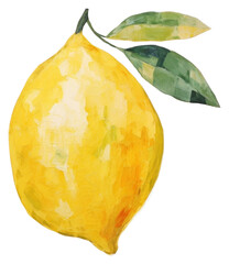 Wall Mural - PNG  Lemon painting fruit plant. AI generated Image by rawpixel.