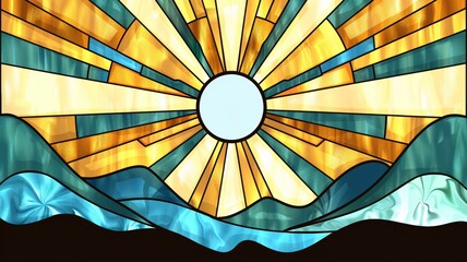 Stained Glass Window Featuring Sun Design