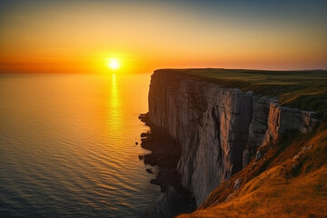 Wall Mural - beautiful sunset view from the cliff generative ai