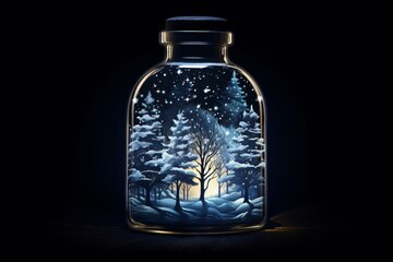 Wall Mural - a glass jar with a snow scene inside
