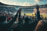 A lively scene of a crowd cheering at a football game. Perfect for sports events advertising
