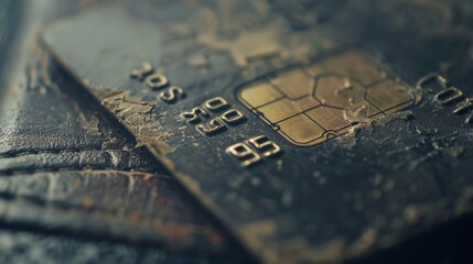 Wall Mural - A dirty credit card is on a table