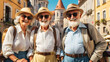 © Tark - Handsome and fashionable seniors travel around Europe, active and happy life, Generative AI
