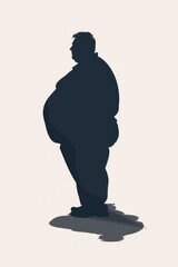 Wall Mural - A silhouette of a fat man standing with hands in pockets. Suitable for various design projects