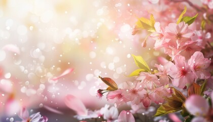 Wall Mural - Cherry blossom flower in spring for background or copy space for text, generated with AI