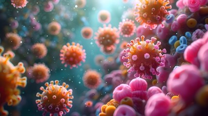 Aufkleber - Abstract Microscopic Viral Molecules Conceptual Digital