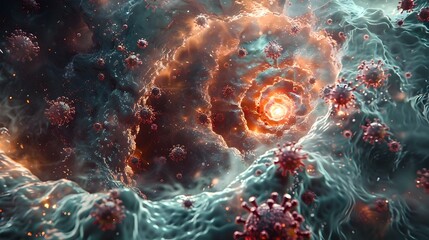 Poster - Captivating Cosmic Explosion of Swirling Energy and Light